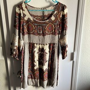Altard State Brown and White Print Dress XS